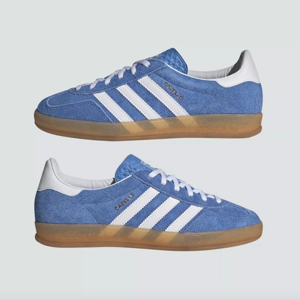 Adidas Women's Gazelle Indoor Sneakers Original Shoes Blue Fusion Gum HQ8717 - Picture 10 of 16